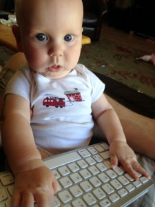 baby with a keyboard